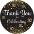Black and Gold 30th Birthday Thank You Stickers - 1.75 in - 40 Labels