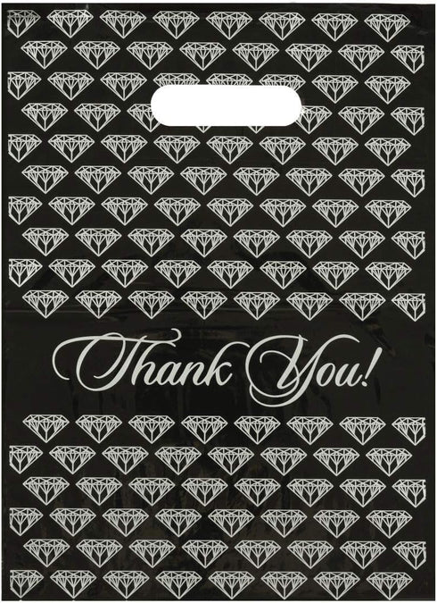 9x12 Diamond "Thank You" Die Cut Merchandise Bags, 50/cs