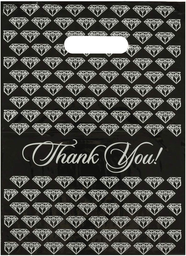 9x12 Diamond "Thank You" Die Cut Merchandise Bags, 50/cs