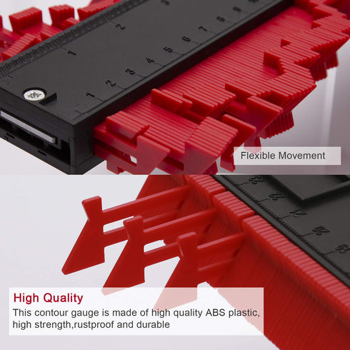LUTER 10 Inch Plastic Contour Gauge | Profile Gauge Measure Ruler for Precise Tiling and Wood Marking (Red)