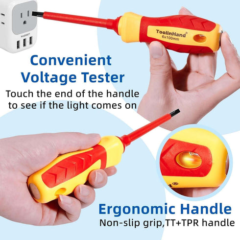7 PCS 1000V Insulated Screwdriver Set, Professional Electrician Tool Set with Voltage Tester and Magnetic Tips
