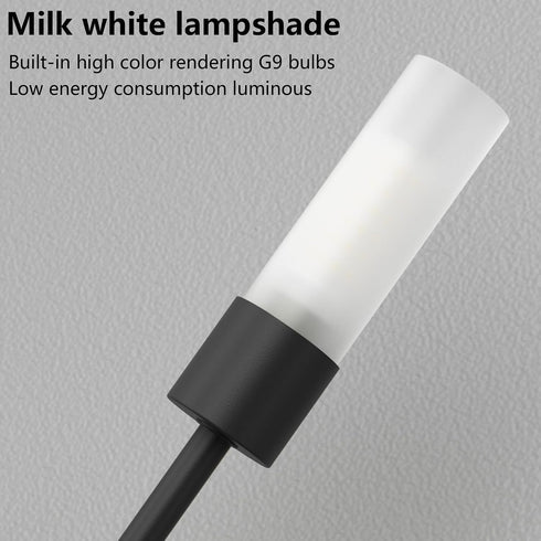 3000K G9 Bulb) Tipace Modern Wall Sconce,LED Black Wall Light Fixture Bathroom Vanity Light Fixture with Glass