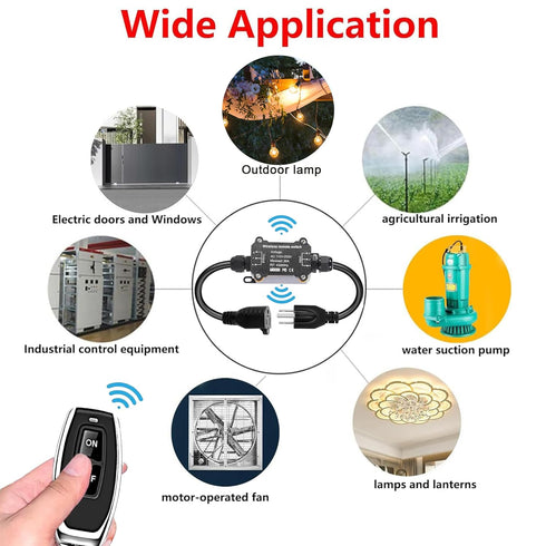 AC110V Switch,165 Long,AC110V/120V/250V/20A Remote Control Power Switch,Waterproof Wireless Light Feet RF Module