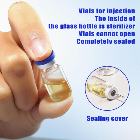 otwooi 15ml Sealed Empty Vials for Injection, Transparent Glass Vials with Self-Healing Injection Port, 10pcs