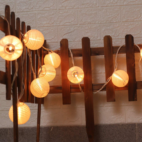 10 120V 9.83FT TIGOMOOV White Nylon Lantern String Lights, Plug in, White Wire, Waterproof Indoor Outdoor Hanging Fairy