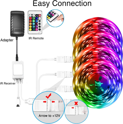 2835 200 (2 100 DAYBETTER Led Strip Lights Smart with App Control Remote, RGB for Bedroom, Music Sync Color Changing