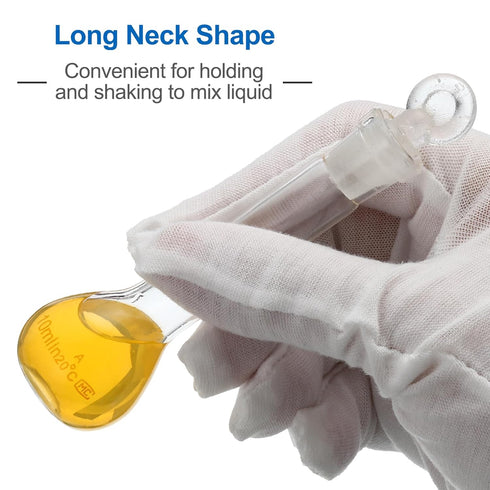 PATIKIL 10ml Volumetric Flask, 2Pcs 3.3 Borosilicate Glass Graduated Flask with Glass Stopper for Lab Experiment
