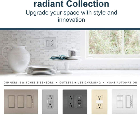 Legrand radiant 2097WCCD12 20 Amp GFCI Self Test Decorator Duplex Outlet, White, 1 Count