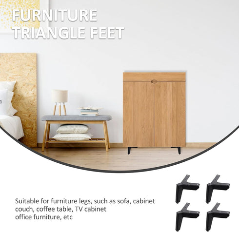 4pcs 100mm FOMIYES Metal Furniture Support Legs for Sofa Cabinet, Iron Triangle Furniture Feet Replacement for Bedside