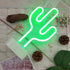 Green Cactus Neon Light Signs LED Cactus Neon Night Lights with Pedestal Room Decor Battery/USB Operation Lamps Neon