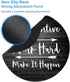 Round Mouse Pad and Coaster Set, Rustic Black Old Wood Art Mousepad with Inspirational Quotes - Non-Slip Rubber Base