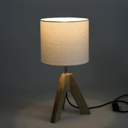 Tripod Table Lamp, 16 Inches Height with Off White Jute Bedside Lamp