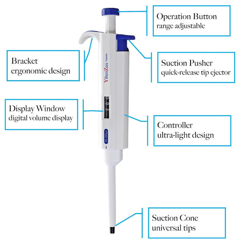 20-200ul Adjustable Volume Pipette Single Channel Manual Variable Laboratory High Accurate Lab Micro Pipette