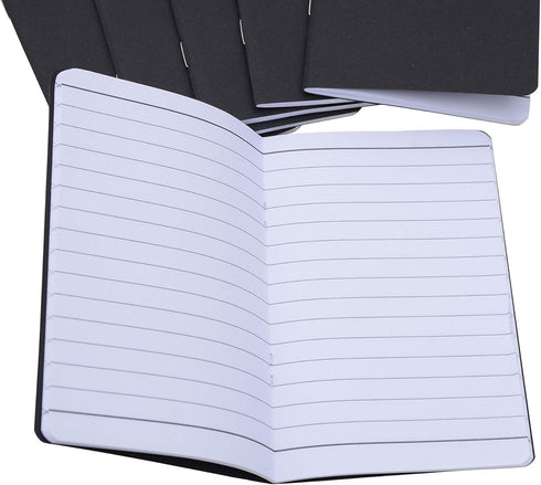 Yansanido 24 Pcs Pocket Notebook, 5.5 Inch x 3.5 Inch, Black Cover, 32 Sheets, 8 mm Ruled Pages, 70 Gsm Paper