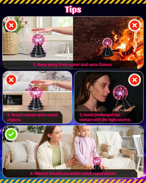3 Inch Theefun Plasma Ball, Plasma Lamp, Touch Sensitive Plasma Globe USB or Battery Powered Nebula Thunder Lightning