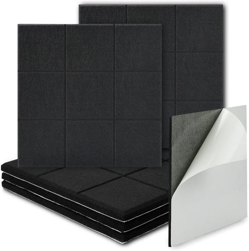 BXI Felt Bulletin Board - 12 x 12 x 3/8 Inches, 6 Pack Self-Adhesive Thick Pin Board for Home Office Decor