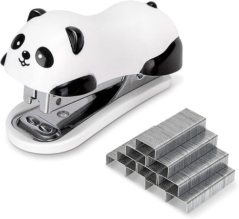 Deli Mini Cute Panda Desktop Stapler, 12 Sheet Capacity, Includes Staple Remover & 1000 No.10 Staples