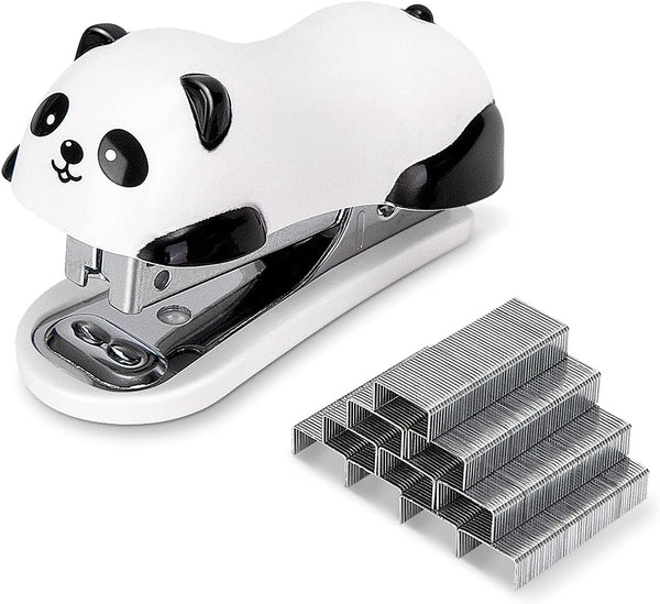 Deli Mini Cute Panda Desktop Stapler, 12 Sheet Capacity, Includes Staple Remover & 1000 No.10 Staples