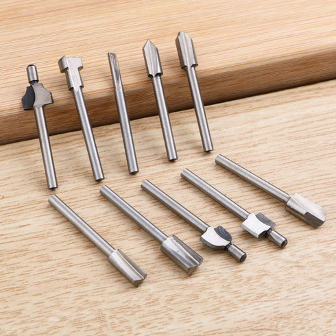 Mesee 10Pcs HSS Router Bits 1/8"(3mm) Shank Carbide Engraving Bit Set for DIY Woodworking