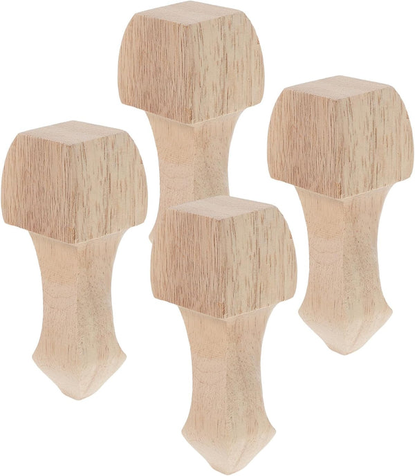 4pcs Solid Wood Furniture Legs with Intricate Carved Design European Style Replacement