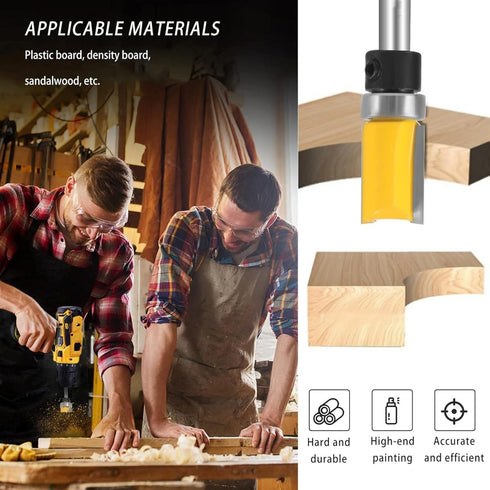 XWHLXY 4 Set 1/4'' 1/2", 3/8", 3/4", 1", 1.5" Pcs Pattern Flush Trim Router Bit Shank, Top Bearing Flush Cut Trim