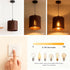 1-Light 7" Farmhouse Rustic Wood Drum Pendant Light, Rural Ceiling Hanging Lamp Lighting Fixture with Lampshade, Boho