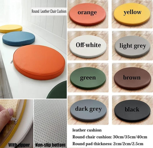 HCZKIUJ 45 45 2.5CM) PU Leather Round Chair Cushion, Waterproof PU Leather Seat Cushion, Soft Memory Foam Round