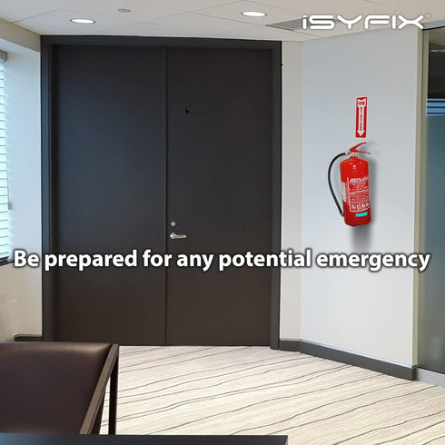 iSYFIX Fire Extinguisher Signs Stickers – 5 Pack, 4x12 Inch, Premium Self-Adhesive Vinyl Decal, Indoor & Outdoor