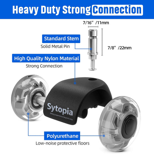 Office Chair Caster Wheels Set of 5, Heavy Duty 2'' Mute Rubber Casters for Hardwood Floors and Carpet, Universal Fit