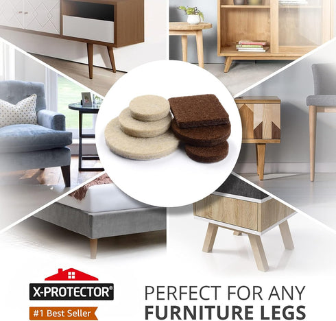 X-PROTECTOR Felt Furniture Pads, 133 PCS Premium Brown and Beige Pads - Best Protectors for Hardwood & Laminate Flooring