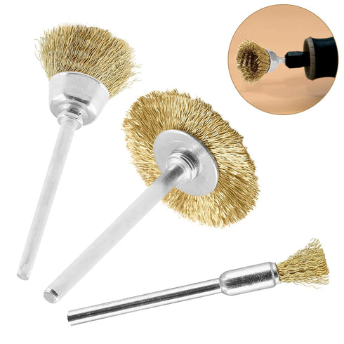 60 Pack Wire Wheel Brush Set, 1/8 Inch Shank Pure Brass Brush Kit, Rust Removal Tool Set, Wire Pen Brush + Bowl-Shape