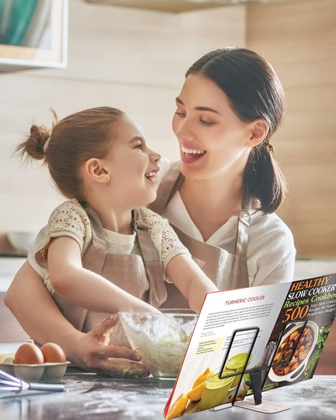 MSDADA Metal Book Stand for Desk: Adjustable Cookbook Holder, Portable Documents Holder, Sturdy Typing Stand