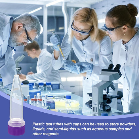 PATIKIL 200Pcs 1.5ml Plastic Cryogenic Vial Screw Top Test Tube for Lab Laboratory Science, Purple Cap