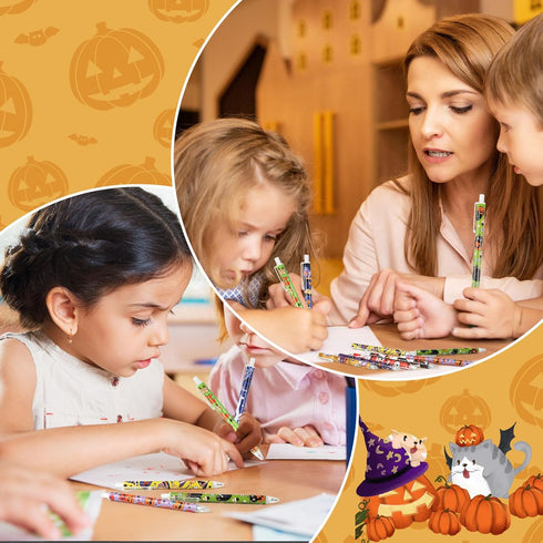 CCINEE 36 Pcs Halloween Ballpoint Pen, Cute Cartoon Gel Ink Pen Bulk for Kids, Retractable Black Ink for Office