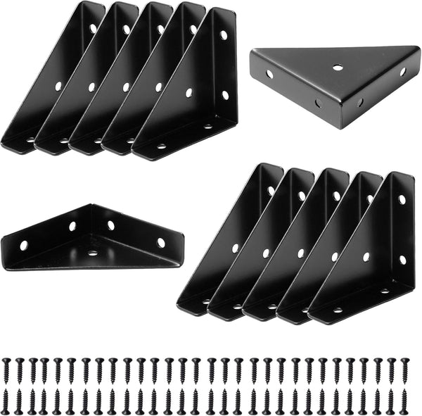 CMLY Corner Brace Brackets, 12Pcs 66 x 66mm Black Corner Braces for Wood,