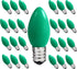 C7 Green LED Light Bulb,25 Pack 0.6w C7 Ceramic Replacement Christmas Lights