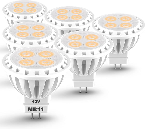 ALIDE 3W MR11 LED Light Bulbs, 12v 20w 35w Replacement for Low Voltage Fiber Optics Christmas Tree Outdoor Landscape (6