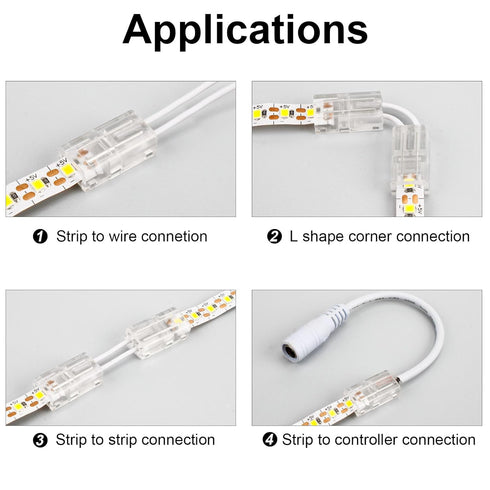 RGBZONE 10pcs 2-Pin 8mm LED Strip to Wire Connectors and 10m/32.8ft 2 Pin Extension Wire for Single Color LED Strip
