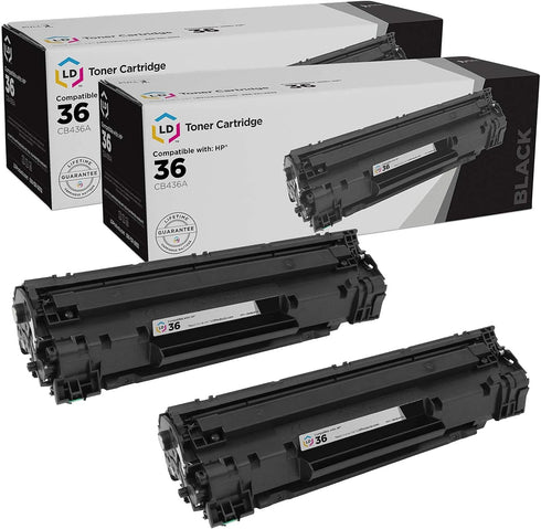 LD Products 2-Pack Compatible HP 36A Black Toner Cartridge Replacement CB436A for HP Laserjet