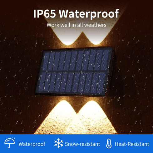 4 Pack) Solar Wall Lights Up and Down Solar Deck Lights Outdoor Waterproof Dusk to Dawn Wall Lights for Deck Outdoor