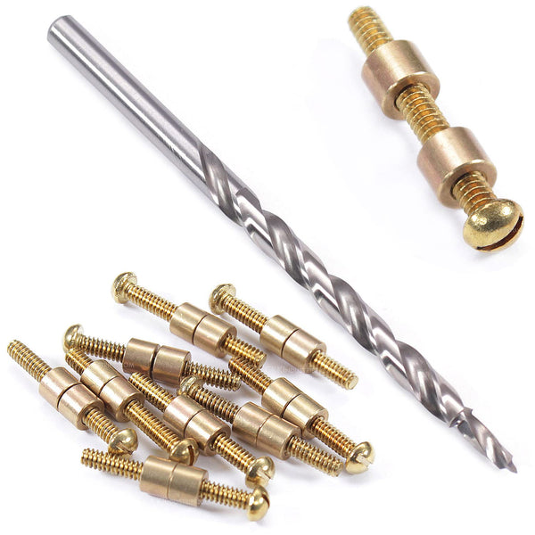 Loveless Fasteners (10 Pack) with Step Drill for DIY Handles & Knife Handle Repair - USA Size (0.250 x 6-32US)