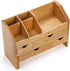 Lawei Bamboo Desk Organizer with Adjustable File Holder, Mini Desk Drawer Tabletop Organization Box with 4 Drawers for