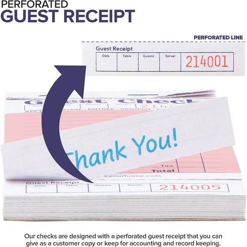 (20 Pack) 1000 Stock Your Home Pink Guest Check Books for Servers Server Note Pads, Waiter Checkbook, Food Receipt