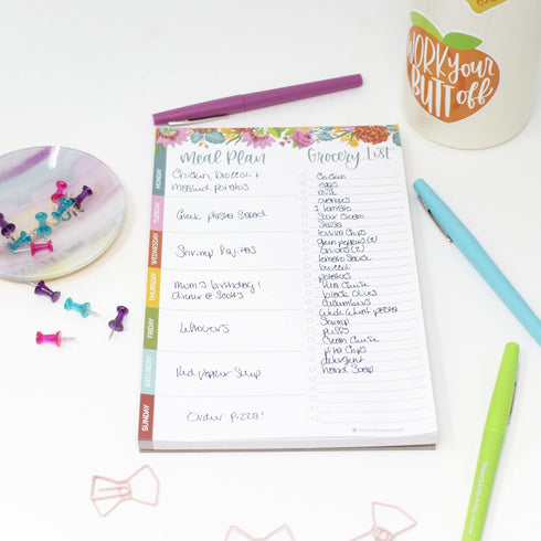 bloom daily planners Weekly Meal Planning Pad, Magnetic Refrigerator Menu Planner with Grocery Shopping Lists