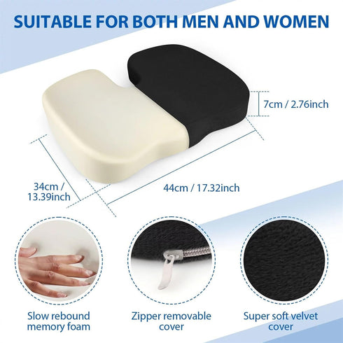 BAHREL Tailbone, Memory Foam Seat Cushion for Office Car Chair, Orthopedic Chair Pad, for Sciatica, Hip Pain Relief