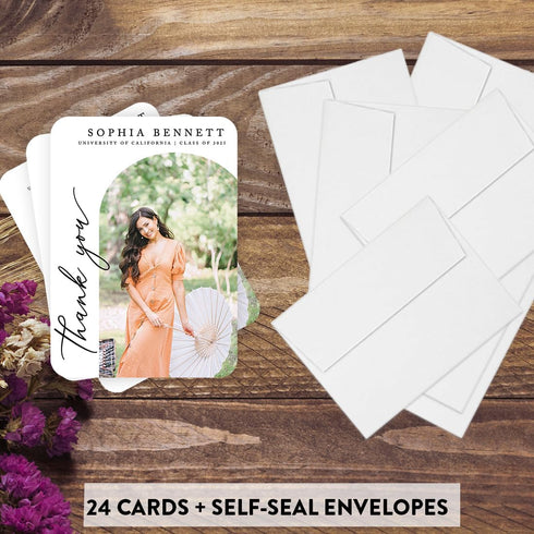 5x7-Inch 2023 Andaz Press Personalized Photo Graduation Thank You Cards with Envelopes, Class of Thank You Postcards