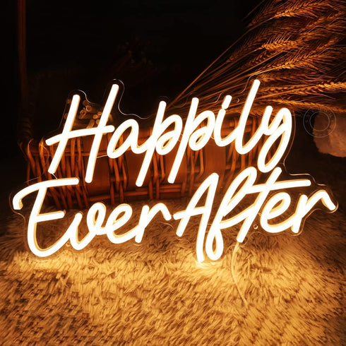 SYLHOME Happily Ever After LED Neon Light Sign Wedding Party Birthday Neon