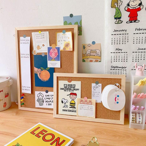 GDMINLO Cork Board Bulletin Board, 15.7"X 12" Pin Boards with Oak Wood Finish Frame for Office Home School