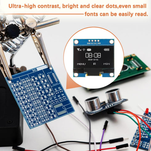 JAMHER 1.3 Inch I2C 128x64 Wire(1Pack IIC OLED Display Module Pixel Mini Self-Luminous Display Screen Board for Arduino
