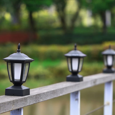 4x4, 5x5 6x6 2 Pack Dynaming Solar Flame Post Lights Outdoor, Solar Powered Lamps Fence Post Cap Lights, Flickering